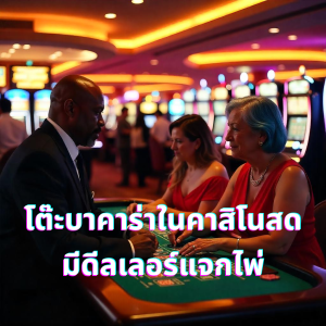 โต๊ะบาคาร่าในคาสิโนสด มีดีลเลอร์แจกไพ่